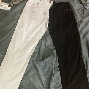 Two tone black and white skinny jeans